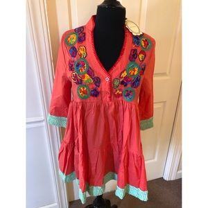 Embroidered Boho tunic dress